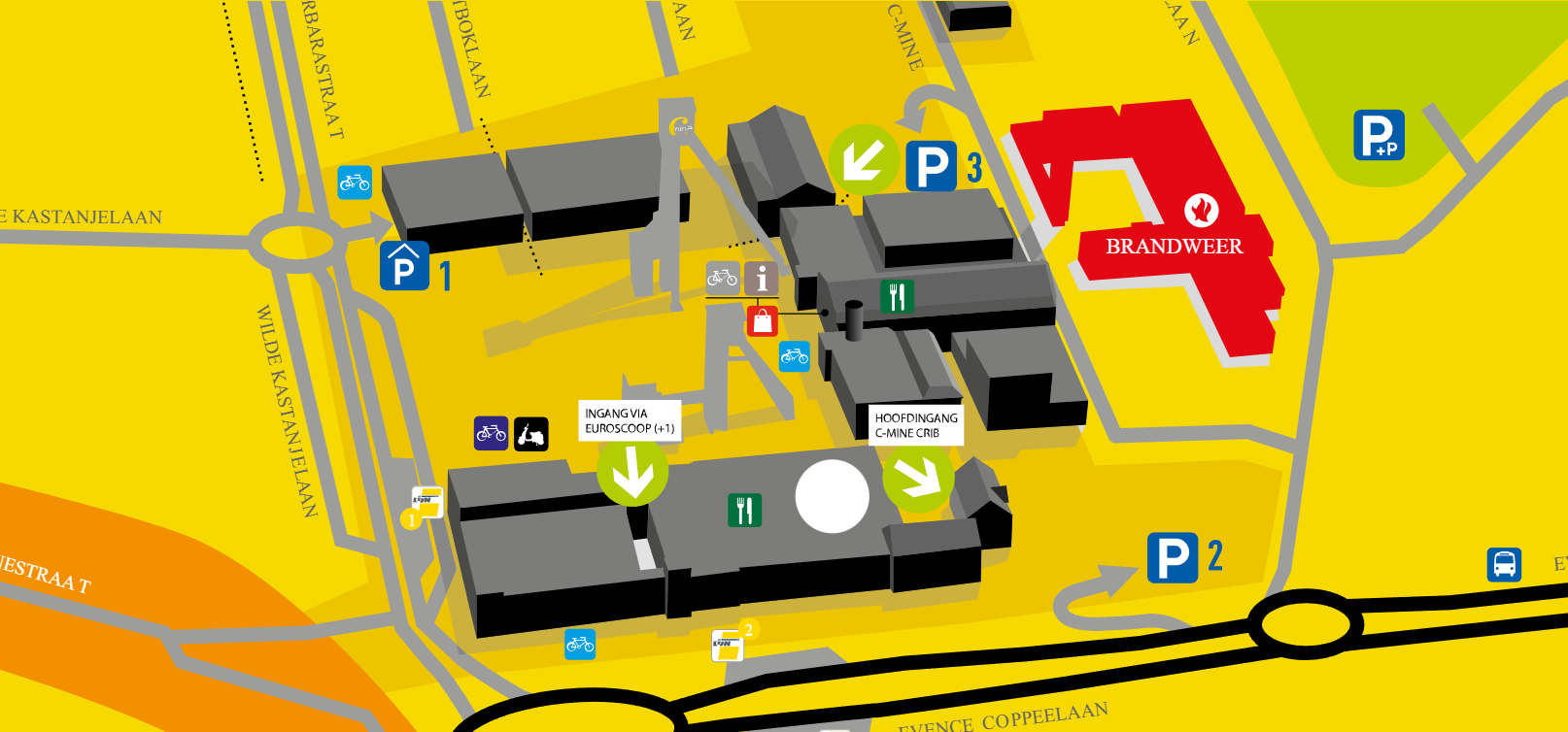 Kaart naar C-mine Crib (klik om te openen in Google Maps)